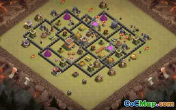 town hall 8, trophy/war base layout #36598