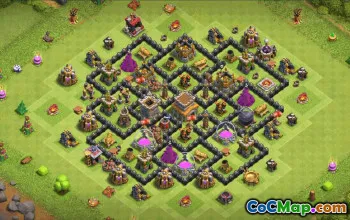 town hall 8, trophy/war base layout #36629