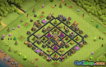 town hall 8, trophy/war base layout #36660