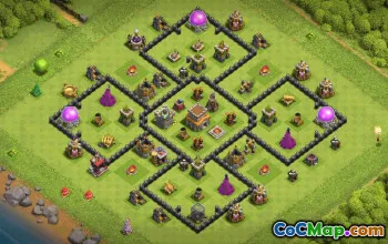 town hall 8, trophy/war base layout #36837