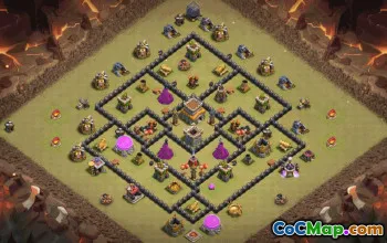 town hall 8, trophy/war base layout #36949