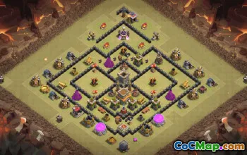 town hall 8, trophy/war base layout #36952