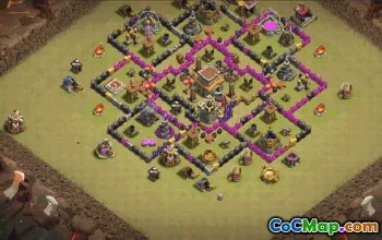 town hall 8, trophy/war base layout #36997