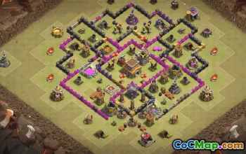 town hall 8, trophy/war base layout #37001