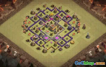 town hall 8, trophy/war base layout #37132