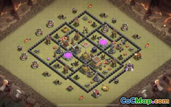 town hall 8, trophy/war base layout #40056