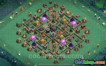 TH9 Farming Base: Anti 2 Stars Hybrid Layout for COC #24747