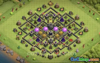 TH9 Farming Base: Anti-Everything Hybrid for Clash of Clans #24757