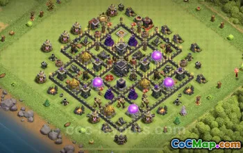 TH9 Farming Base - Anti Everything Hybrid Layout for COC #24737