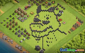 Top Town Hall 9 Base Layout with Copy Link #37251