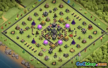 TH9 Trophy Base - Hybrid Defense & Copy Link | Clash of Clans #24725