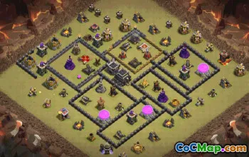 town hall 9, trophy/war base layout #34576