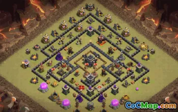 town hall 9, trophy/war base layout #34700