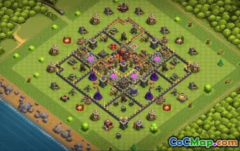 town hall 9, trophy/war base layout #34800