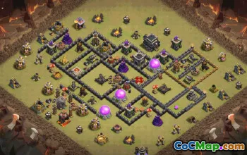 town hall 9, trophy/war base layout #34903