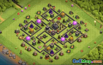 Top Town Hall 9 Base Layout with Link #35485