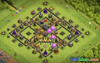 town hall 9, trophy/war base layout #35598