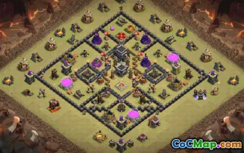 town hall 9, trophy/war base layout #35652