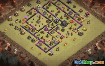 Top Town Hall 9 Base Layout with Link #35866