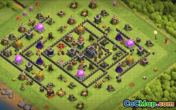 town hall 9, trophy/war base layout #36178