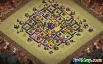 town hall 9, trophy/war base layout #36493