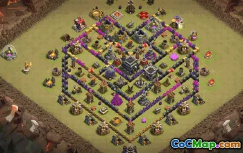 town hall 9, trophy/war base layout #36874