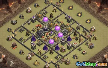 town hall 9, trophy/war base layout #37058