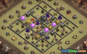 town hall 9, trophy/war base layout #37061
