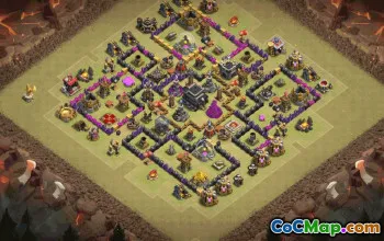 town hall 9, trophy/war base layout #37127