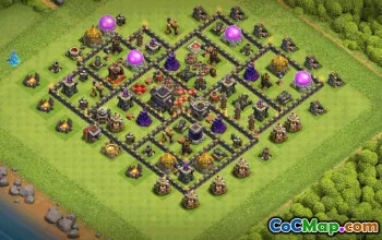 town hall 9, trophy/war base layout #37203