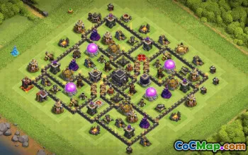 town hall 9, trophy/war base layout #37256