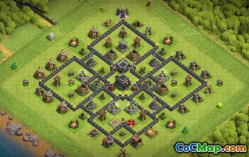 town hall 9, trophy/war base layout #37431
