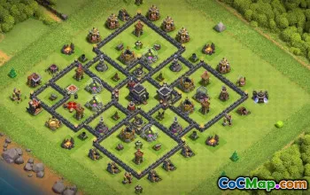 town hall 9, trophy/war base layout #37437