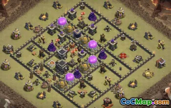 town hall 9, trophy/war base layout #38213