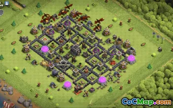 town hall 9, trophy/war base layout #38546