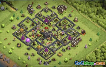 town hall 9, trophy/war base layout #38547