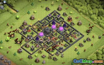 town hall 9, trophy/war base layout #38551