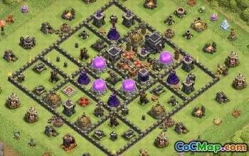 town hall 9, trophy/war base layout #39597