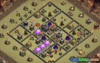 town hall 9, trophy/war base layout #40103
