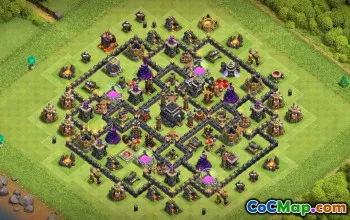 town hall 9, trophy/war base layout #40170
