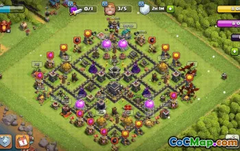 town hall 9, trophy/war base layout #40974