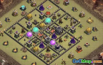 town hall 9, trophy/war base layout #41091