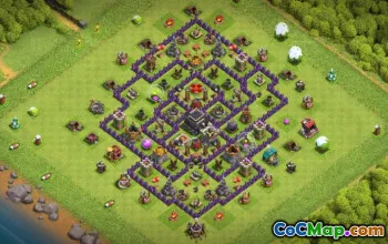 town hall 9, trophy/war base layout #41235