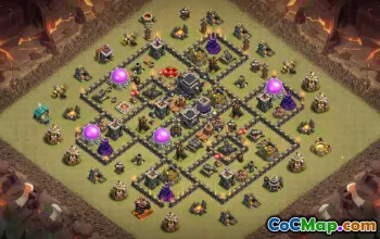 town hall 9, trophy/war base layout #41706