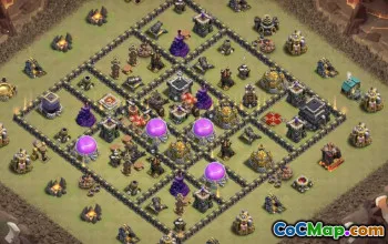 town hall 9, trophy/war base layout #41940