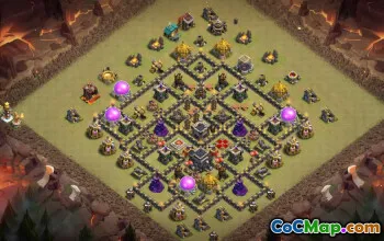 town hall 9, trophy/war base layout #42323