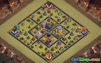town hall 9, trophy/war base layout #48604