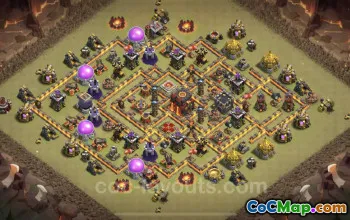 Top Anti 2 Stars TH10 War Base with Copy Link - COC #25006