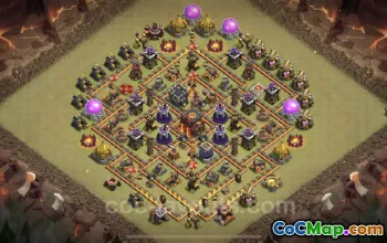 Top Anti 2 Stars TH10 War Base with Link - Clash of Clans #25008