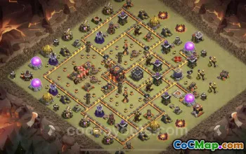 Top Anti 2 Stars TH10 War Base with Link - Clash of Clans #25060